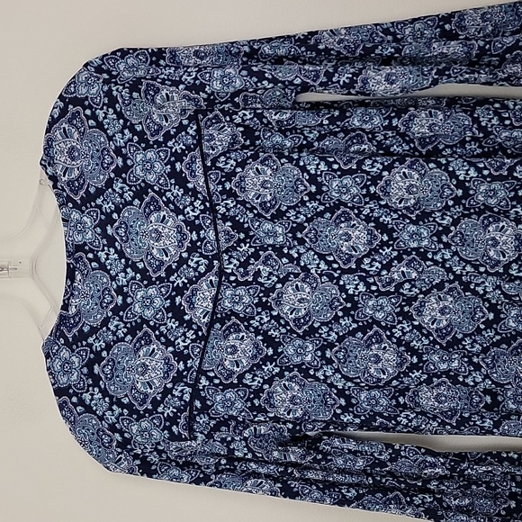 American Eagle Outfitters Blue Print Peasant Style Mini Dress M - Picture 11 of 15